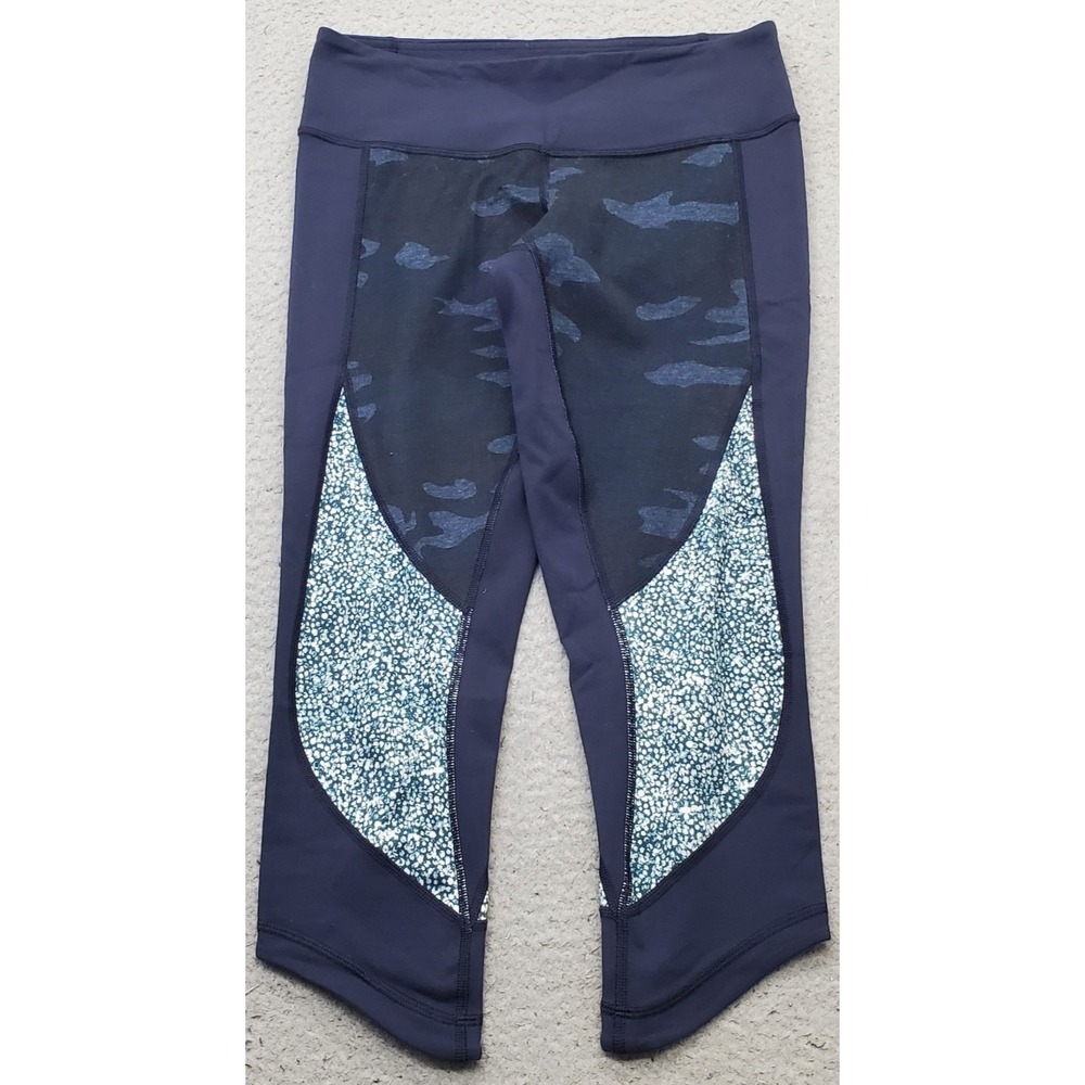 Lululemon Wunder Under Crop Leggings Womens 6 Multi Camo Trim High Waist Workout